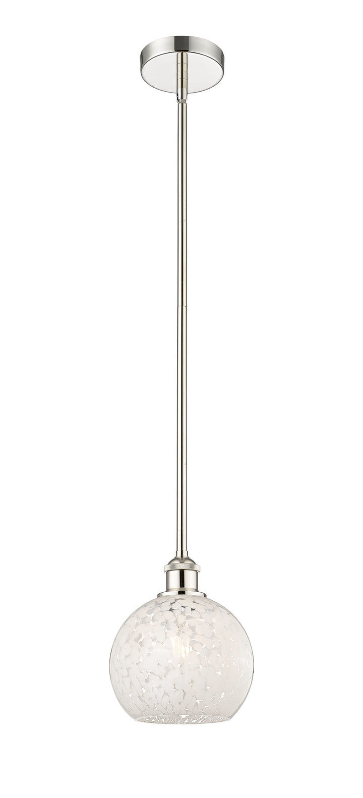 Innovations Lighting White Mouchette 8" Mini Pendant - Polished Nickel Mini-Pendants Innovations Lighting White Mouchette ; Glass Type: White  