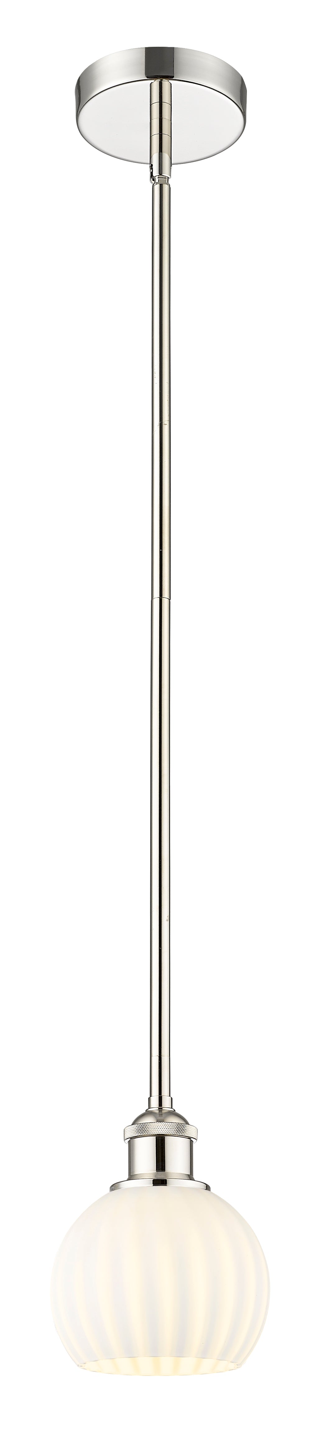 Innovations Lighting White Venetian 6" Mini Pendant - Polished Nickel