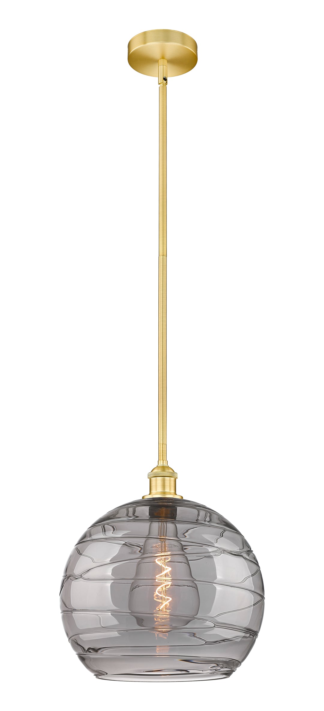 Innovations Lighting Athens Deco Swirl 14" Pendant - Satin Gold Pendants Innovations Lighting Light Smoke Deco Swirl ; Glass Type: Smoked  