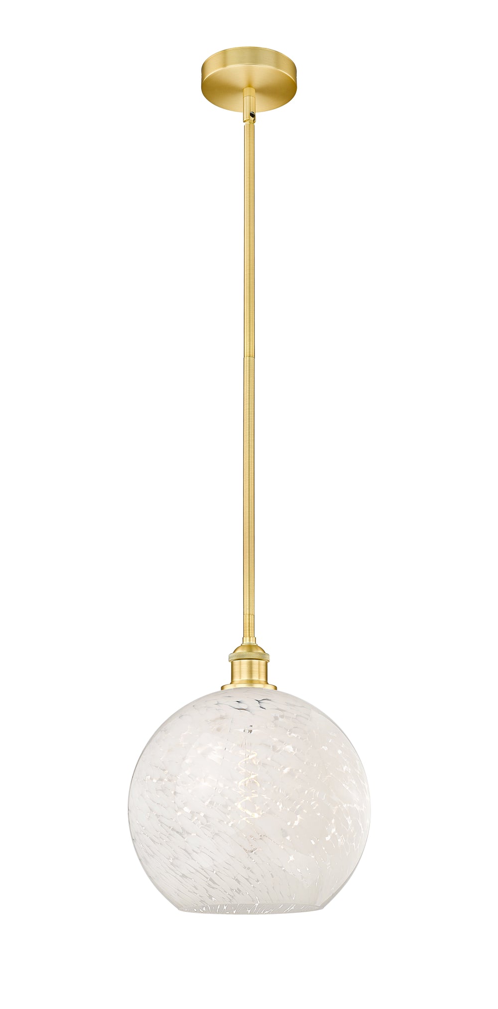 Innovations Lighting White Mouchette 12" Mini Pendant - Satin Gold Mini-Pendants Innovations Lighting White Mouchette ; Glass Type: White  