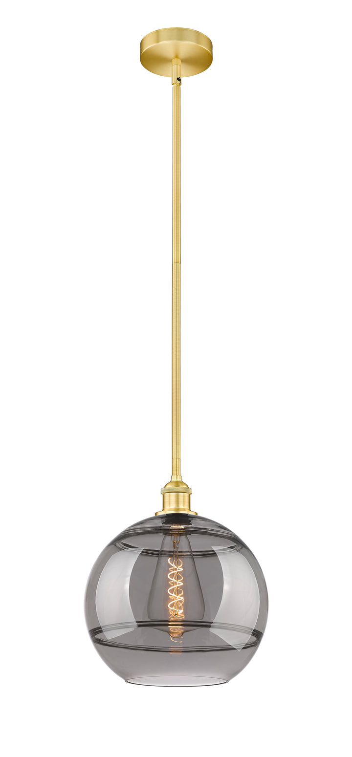 Innovations Lighting Rochester 12" Mini Pendant - Satin Gold Mini-Pendants Innovations Lighting Light Smoke ; Glass Type: Smoked  