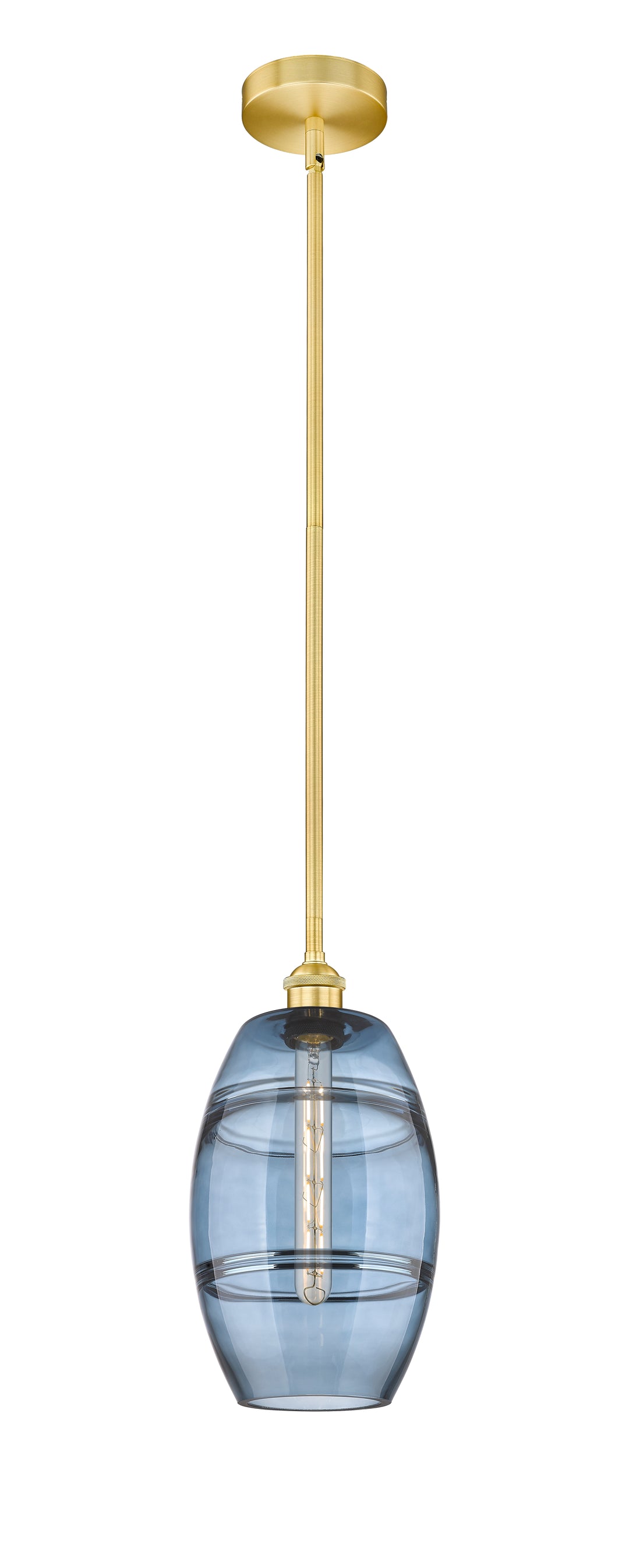 Innovations Lighting Vaz 8" Mini Pendant - Satin Gold Mini-Pendants Innovations Lighting Blue  ; Glass Type: Blue  