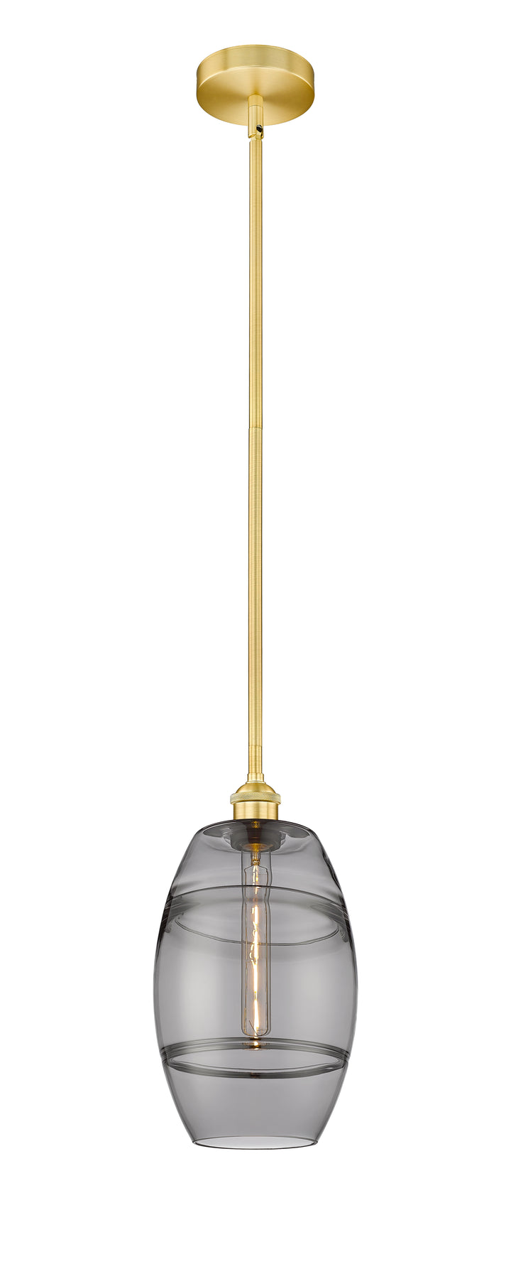 Innovations Lighting Vaz 8" Mini Pendant - Satin Gold Mini-Pendants Innovations Lighting Light Smoke ; Glass Type: Smoked  