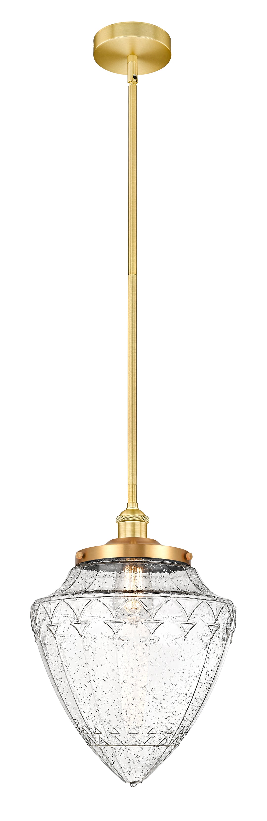 Innovations Lighting Bridgeton 15.75" Mini Pendant - Satin Gold Mini-Pendants Innovations Lighting Seedy ; Glass Type: Seeded  