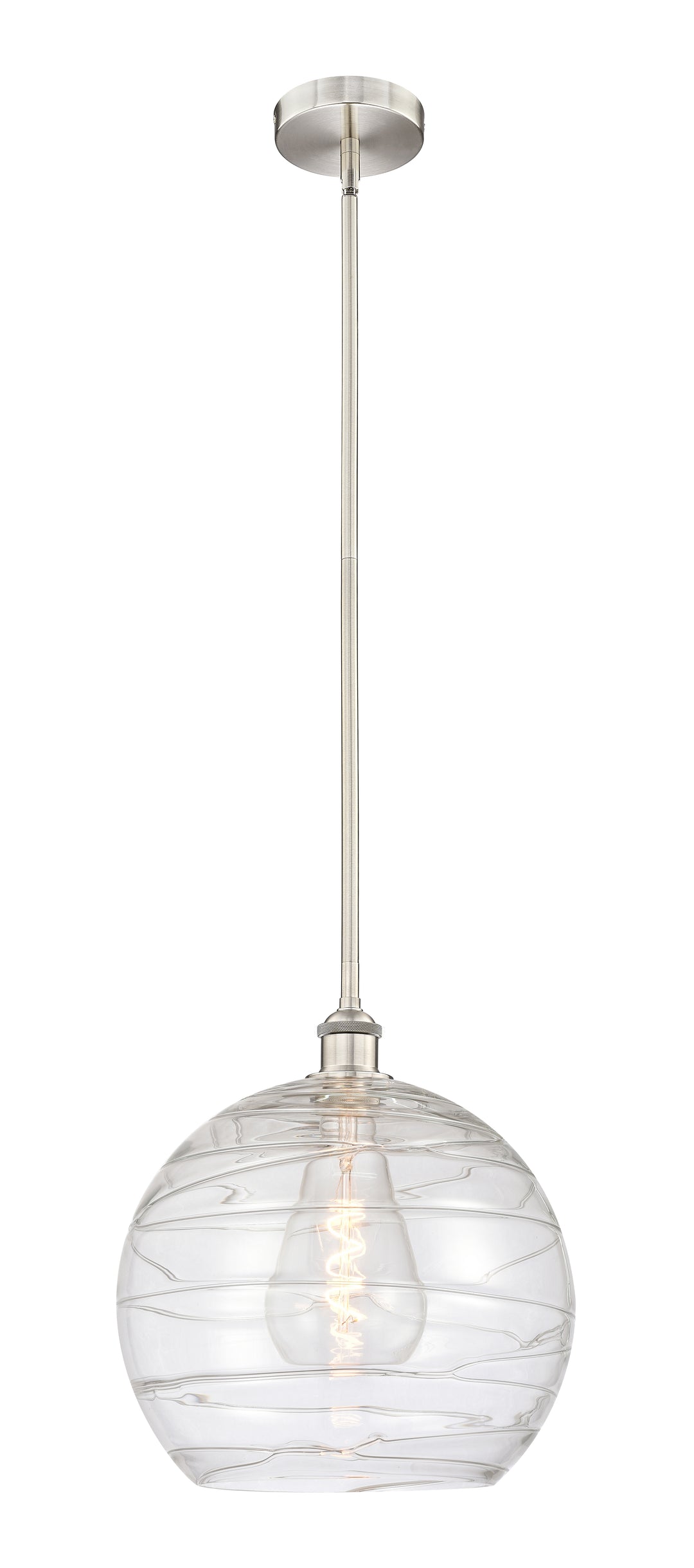 Innovations Lighting Athens Deco Swirl 14" Pendant - Brushed Satin Nickel Pendants Innovations Lighting Clear Deco Swirl ; Glass Type: Clear  