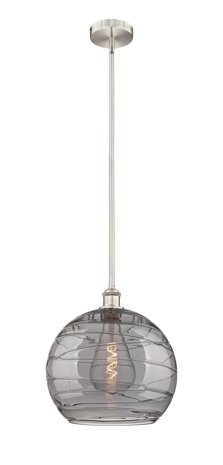 Innovations Lighting Athens Deco Swirl 14" Pendant - Brushed Satin Nickel Pendants Innovations Lighting Light Smoke Deco Swirl ; Glass Type: Smoked  