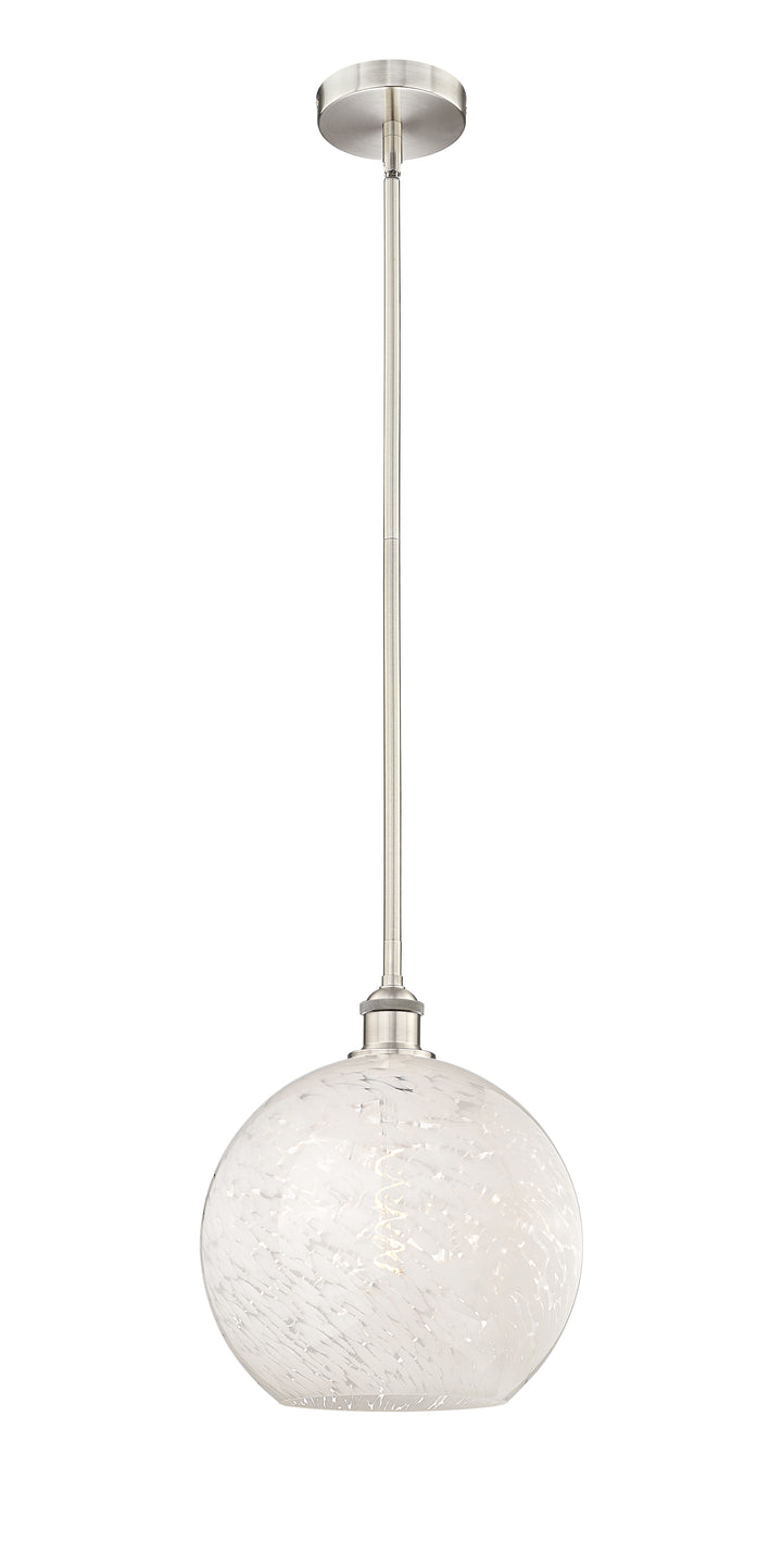 Innovations Lighting White Mouchette 12" Mini Pendant - Brushed Satin Nickel Mini-Pendants Innovations Lighting White Mouchette ; Glass Type: White  