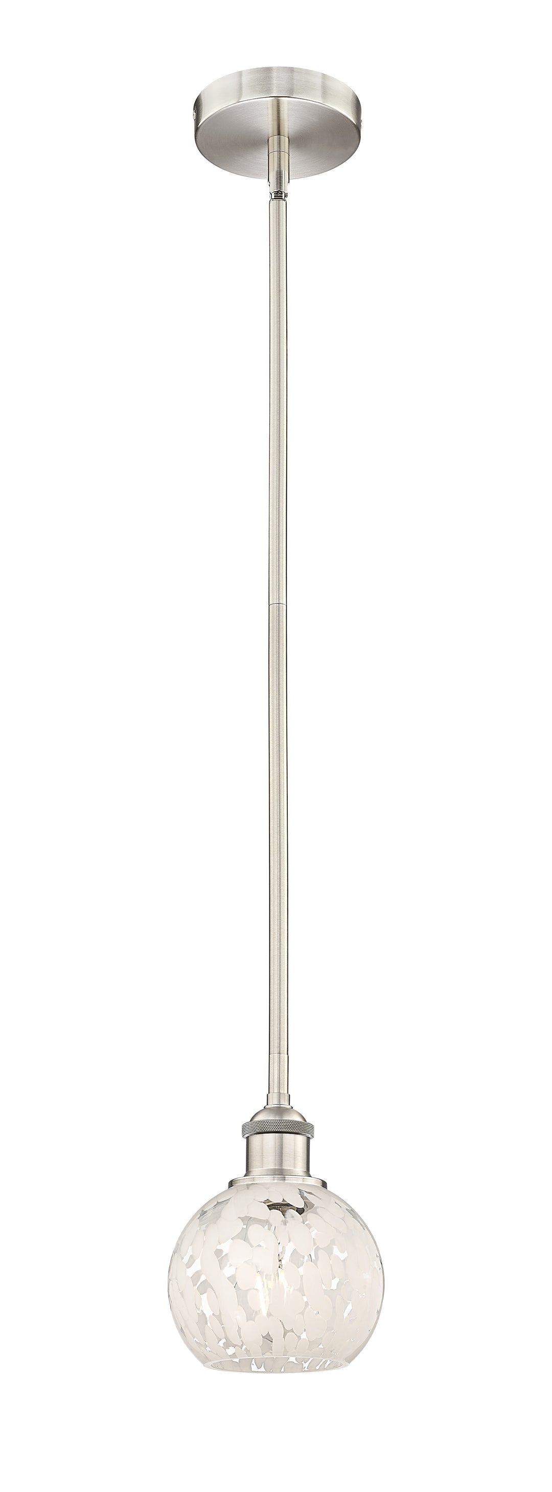 Innovations Lighting White Mouchette 6" Mini Pendant - Brushed Satin Nickel Mini-Pendants Innovations Lighting White Mouchette ; Glass Type: White  