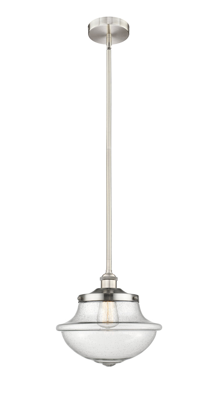 Innovations Lighting Oxford 12" Mini Pendant - Brushed Satin Nickel Mini-Pendants Innovations Lighting Seedy ; Glass Type: Seeded  