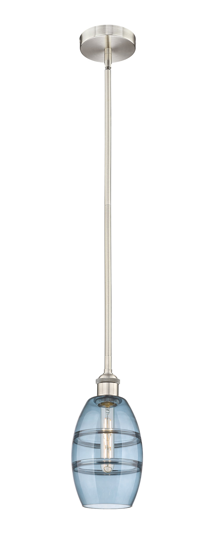 Innovations Lighting Vaz 6" Mini Pendant - Brushed Satin Nickel Mini-Pendants Innovations Lighting Blue  ; Glass Type: Blue  