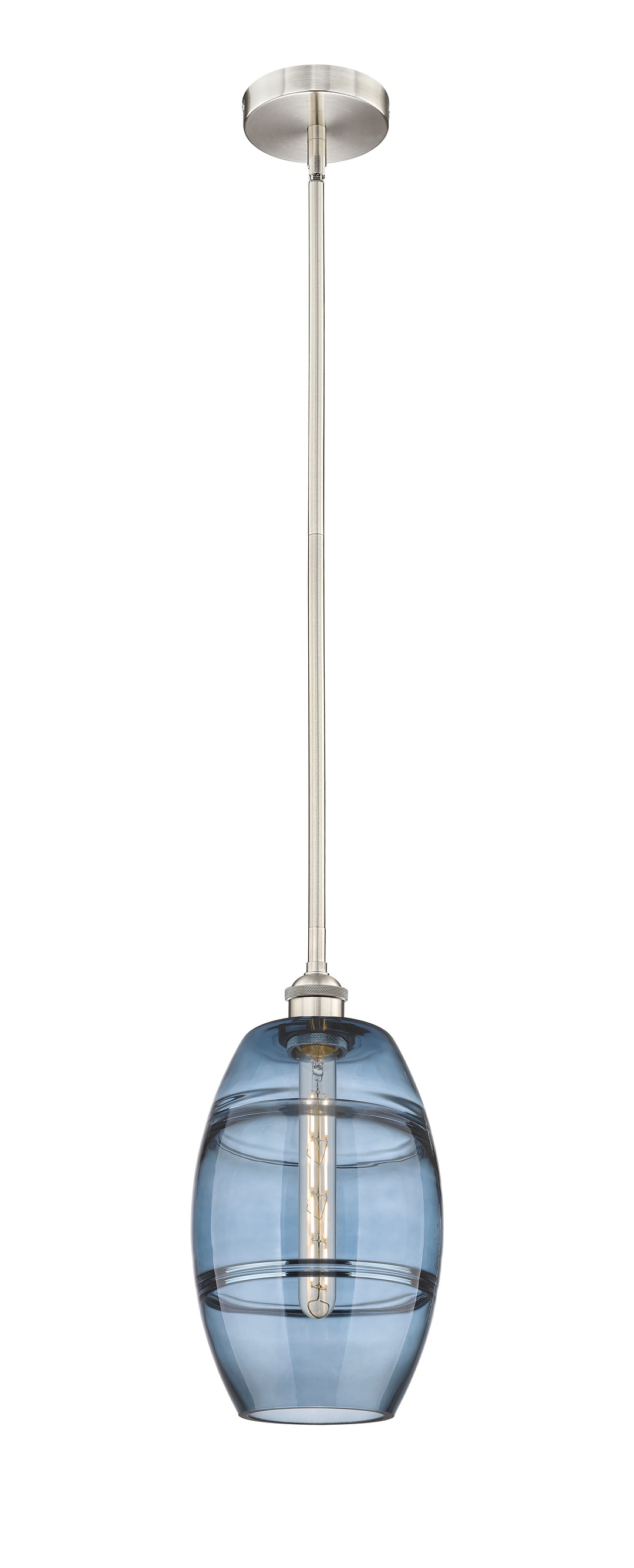 Innovations Lighting Vaz 8" Mini Pendant - Brushed Satin Nickel Mini-Pendants Innovations Lighting Blue  ; Glass Type: Blue  