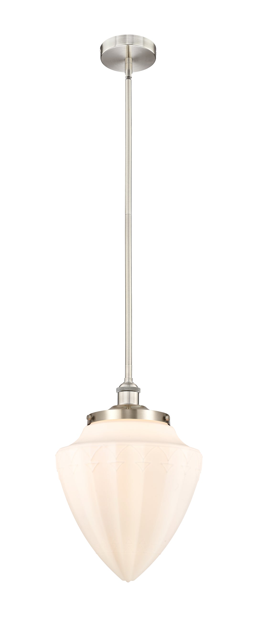 Innovations Lighting Bridgeton 15.75" Mini Pendant - Brushed Satin Nickel Mini-Pendants Innovations Lighting Matte White ; Glass Type: Frosted  