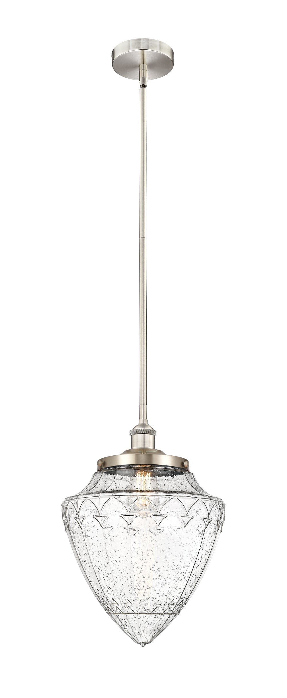 Innovations Lighting Bridgeton 15.75" Mini Pendant - Brushed Satin Nickel Mini-Pendants Innovations Lighting Seedy ; Glass Type: Seeded  