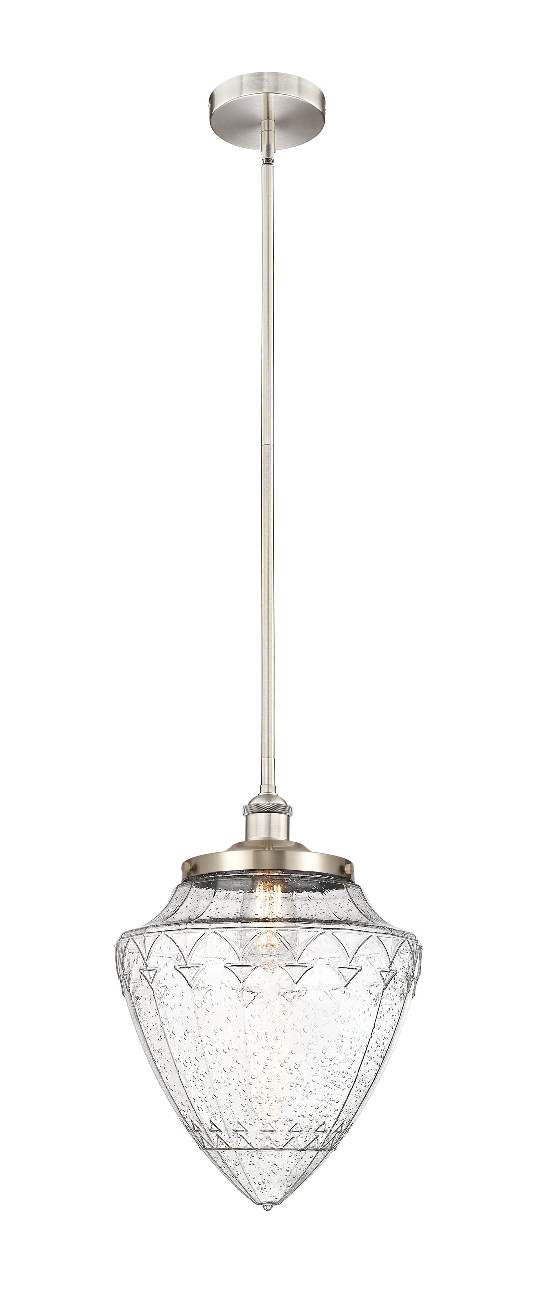 Innovations Lighting Bridgeton 15.75" Mini Pendant - Brushed Satin Nickel Mini-Pendants Innovations Lighting Seedy ; Glass Type: Seeded  