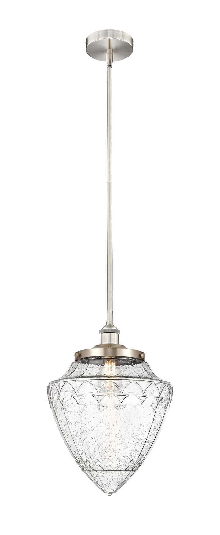 Innovations Lighting Bridgeton 15.75" Mini Pendant - Brushed Satin Nickel Mini-Pendants Innovations Lighting Seedy ; Glass Type: Seeded  