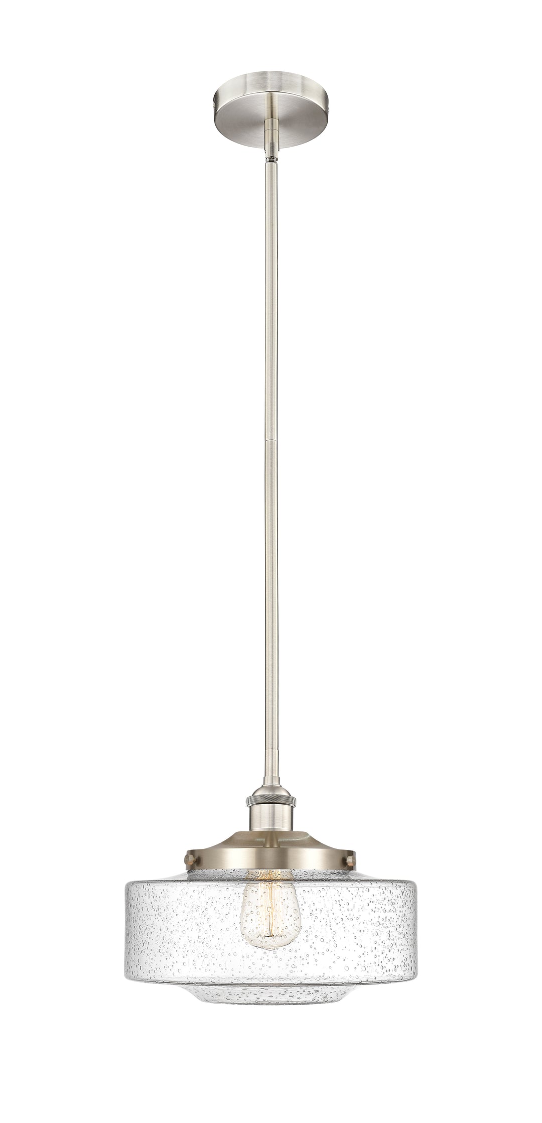 Innovations Lighting Bridgeton 12" Mini Pendant - Brushed Satin Nickel Mini-Pendants Innovations Lighting Seedy ; Glass Type: Seeded  