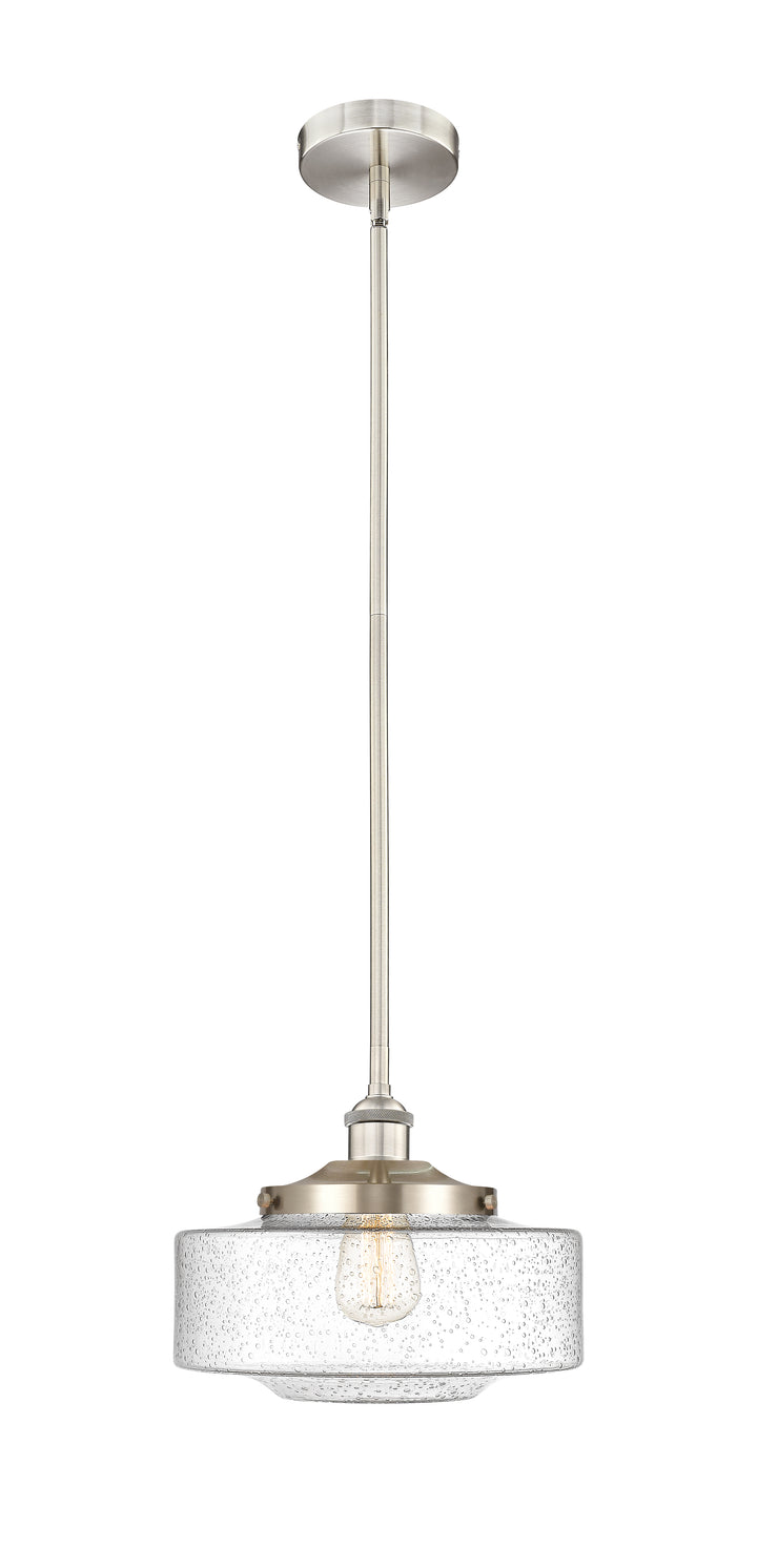 Innovations Lighting Bridgeton 12" Mini Pendant - Brushed Satin Nickel Mini-Pendants Innovations Lighting Seedy ; Glass Type: Seeded  