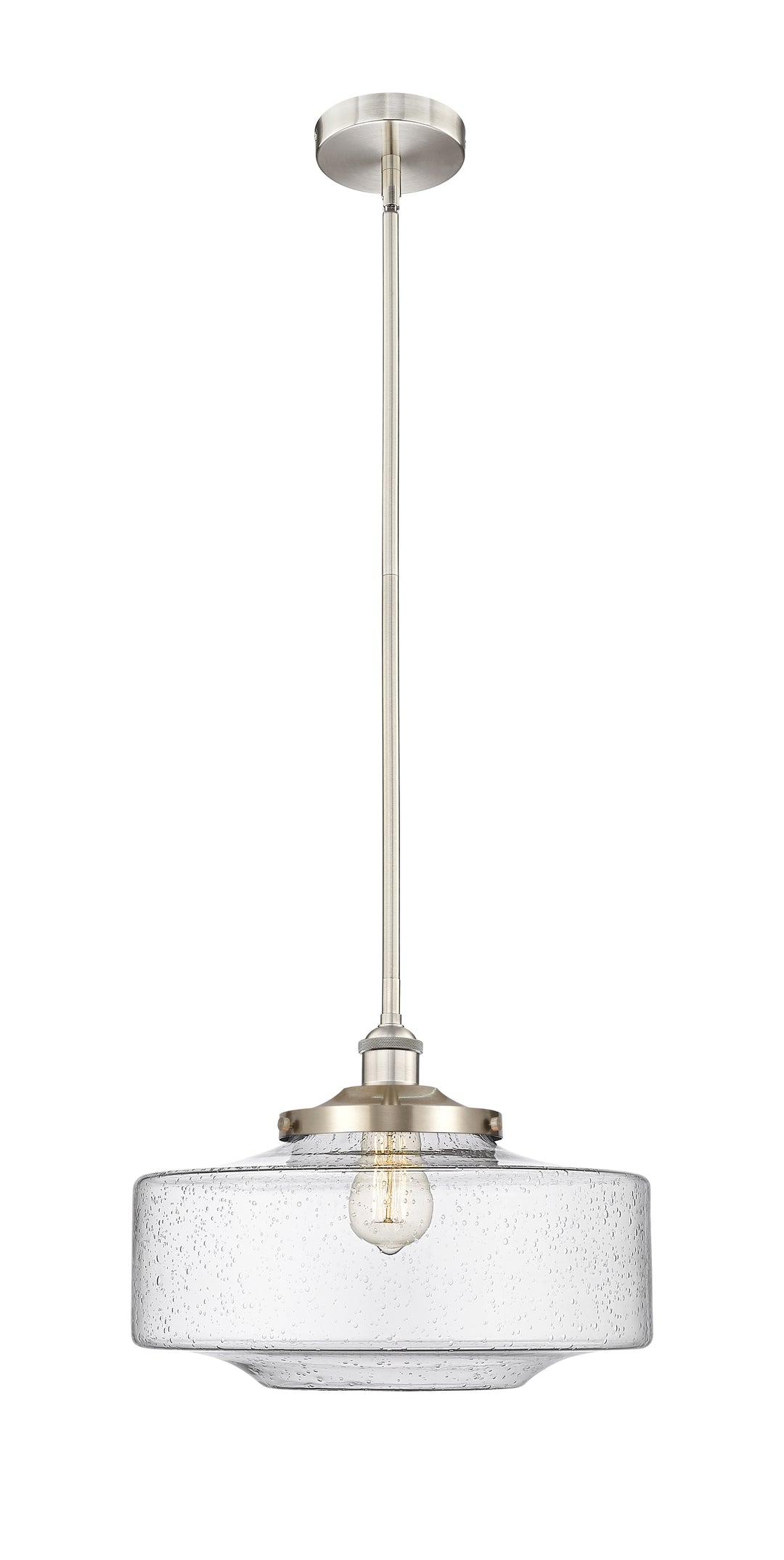 Innovations Lighting Bridgeton 16" Mini Pendant - Brushed Satin Nickel Mini-Pendants Innovations Lighting Seedy ; Glass Type: Seeded  