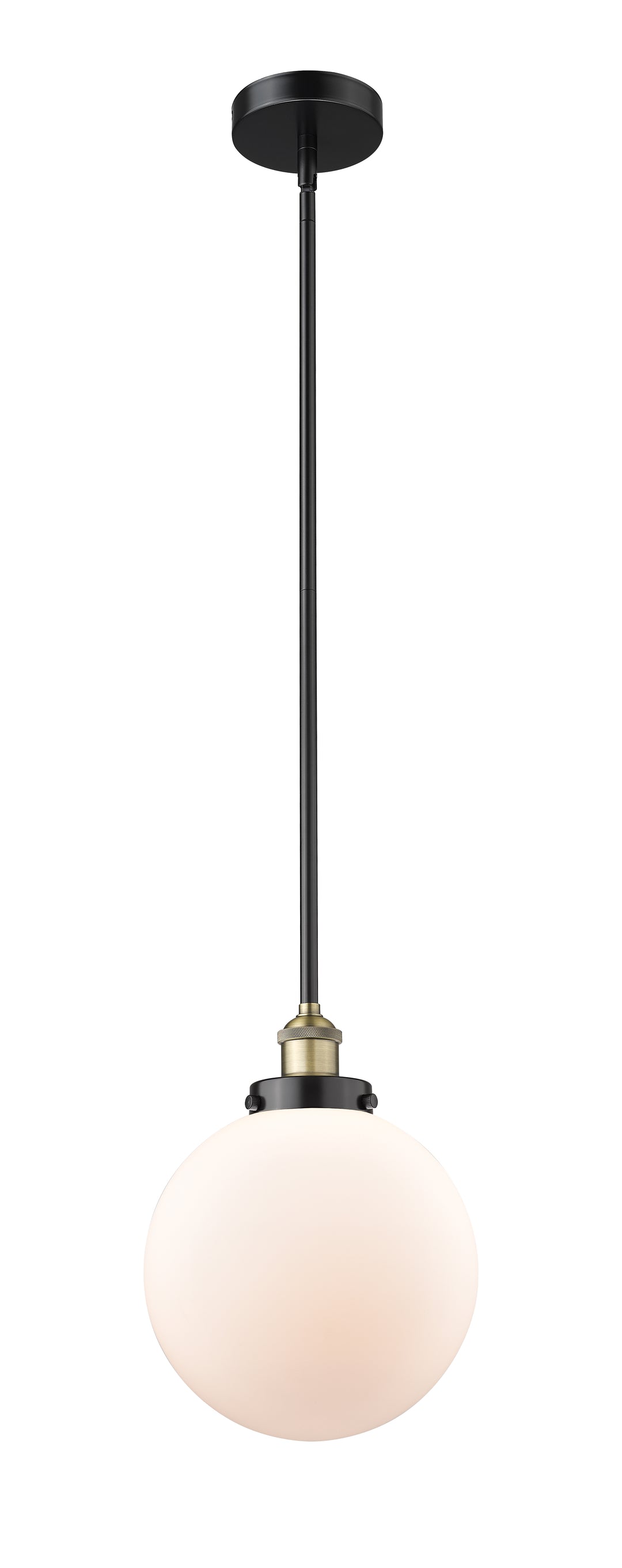 Innovations Lighting Beacon 10" Mini Pendant - Black Antique Brass Mini-Pendants Innovations Lighting Matte White ; Glass Type: Frosted  