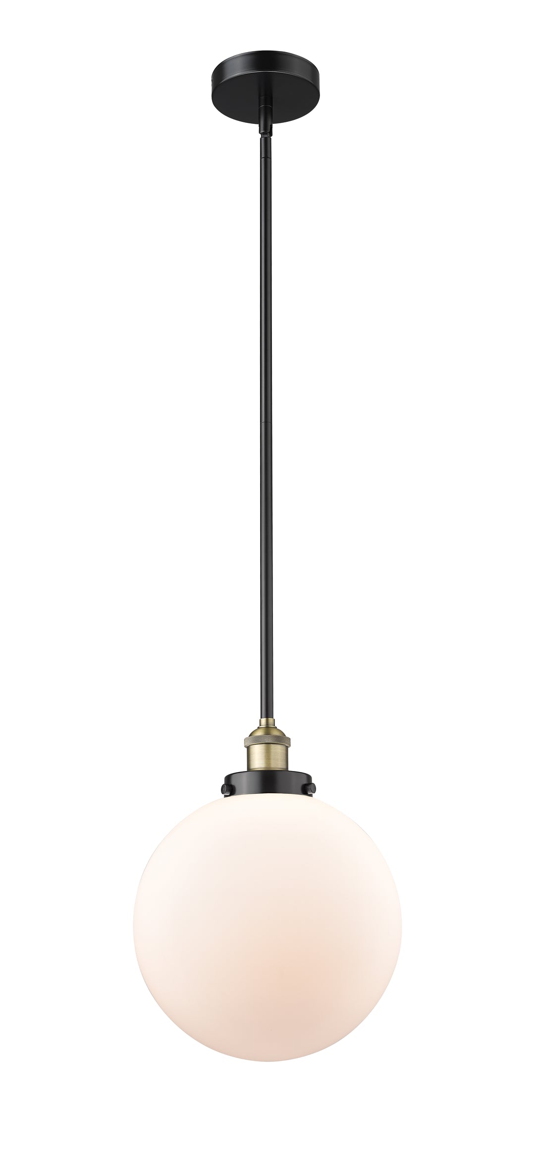 Innovations Lighting Beacon 12" Mini Pendant - Black Antique Brass Mini-Pendants Innovations Lighting Matte White ; Glass Type: Frosted  