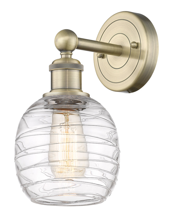 Innovations Lighting Belfast 6" Sconce - Antique Brass Wall Sconces Innovations Lighting Deco Swirl ; Glass Type: Clear  