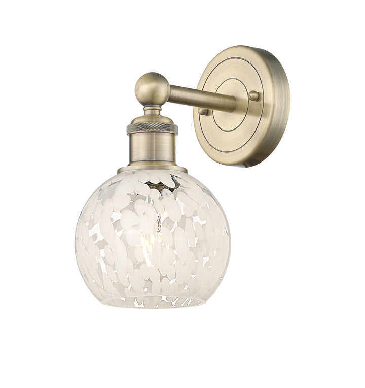 Innovations Lighting White Mouchette 6" Sconce - Antique Brass Wall Sconces Innovations Lighting White Mouchette ; Glass Type: White  