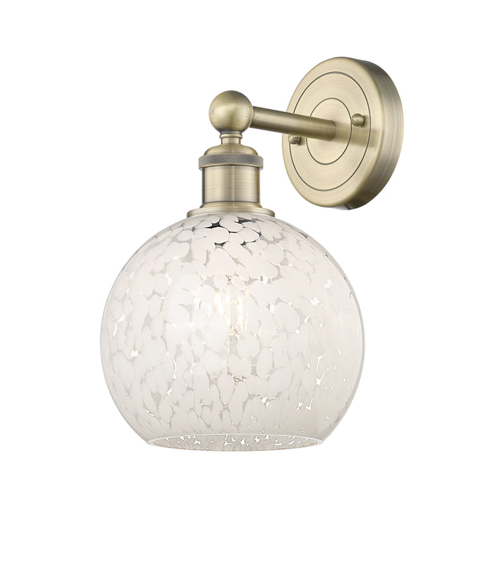 Innovations Lighting White Mouchette 8" Sconce - Antique Brass Wall Sconces Innovations Lighting White Mouchette ; Glass Type: White  