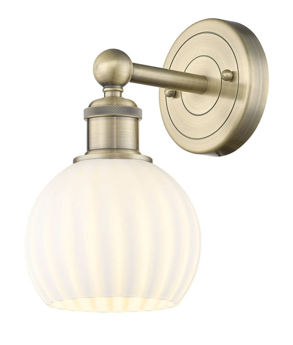 Innovations Lighting White Venetian 6" Sconce - Antique Brass