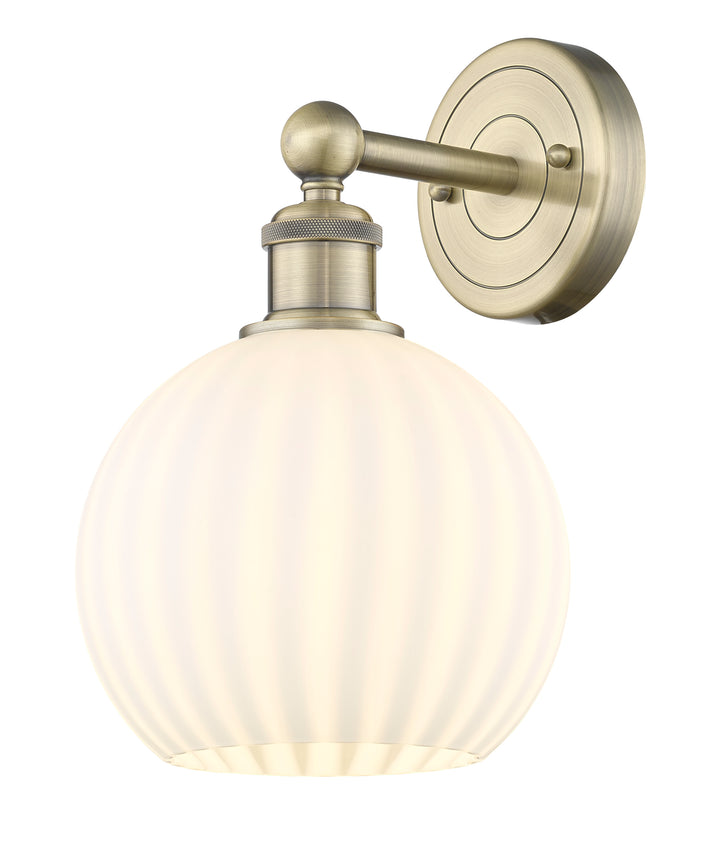 Innovations Lighting White Venetian 8" Sconce - Antique Brass