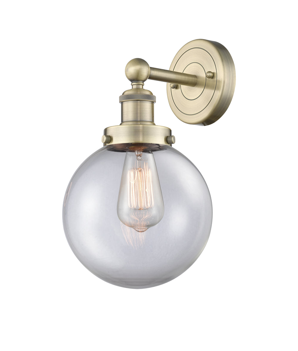 Innovations Lighting Beacon 8" Sconce - Antique Brass Wall Sconces Innovations Lighting Clear ; Glass Type: Transparent  