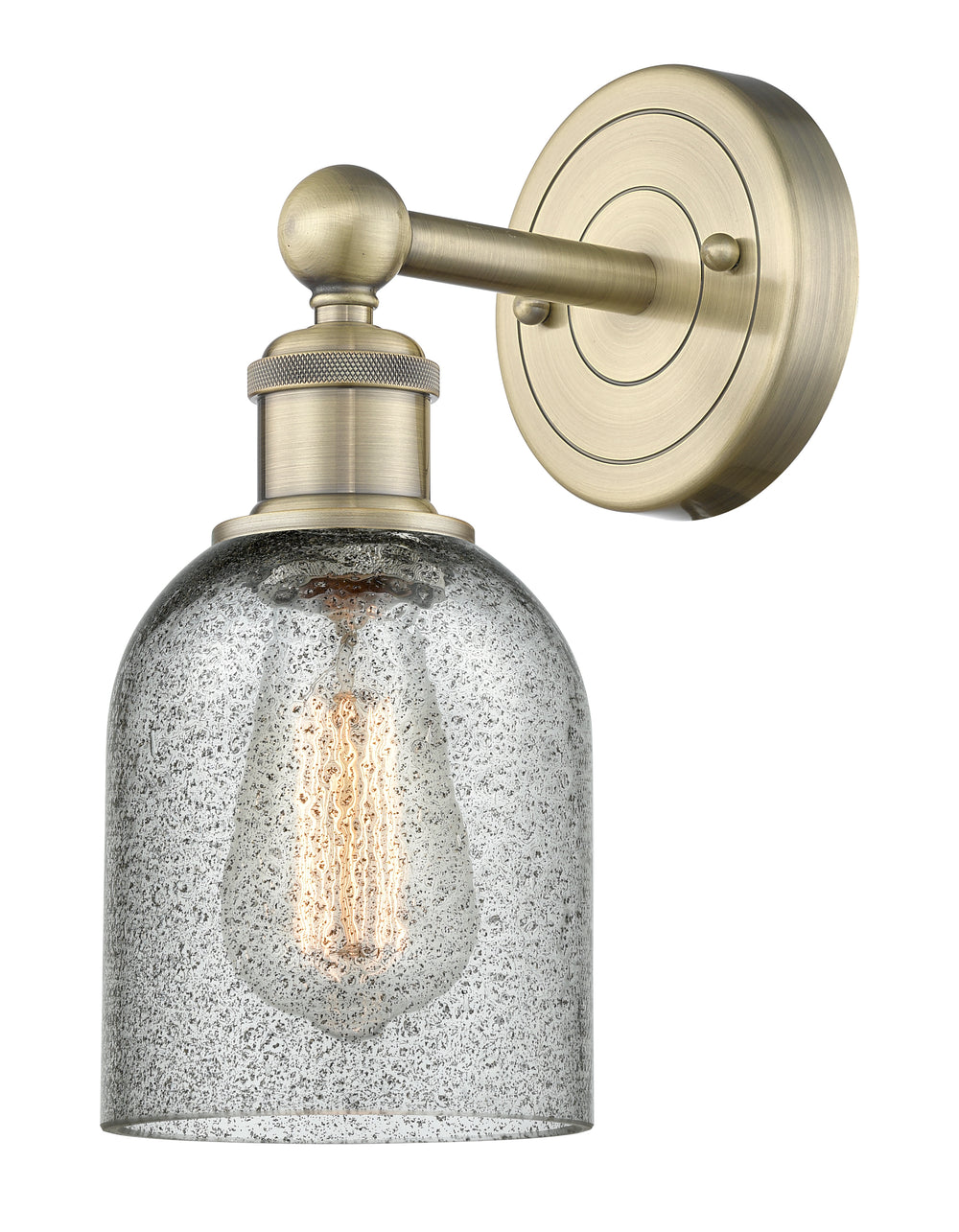 Innovations Lighting Caledonia 5" Sconce - Antique Brass Wall Sconces Innovations Lighting Charcoal ; Glass Type: Charcoal  