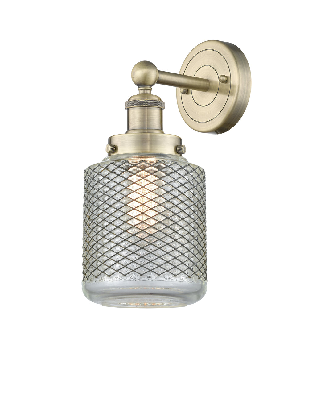 Innovations Lighting Stanton 6" Sconce - Antique Brass Wall Sconces Innovations Lighting Clear Wire Mesh ; Glass Type: Transparent  