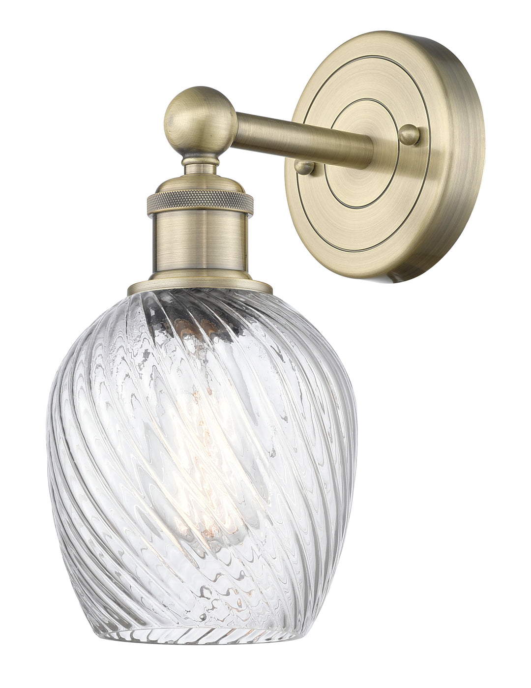 Innovations Lighting Salina 6" Sconce - Antique Brass Wall Sconces Innovations Lighting Clear Spiral Fluted ; Glass Type: Transparent  