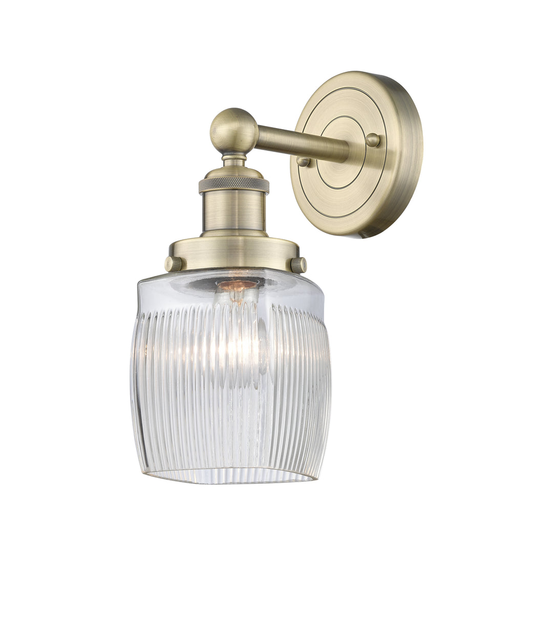 Innovations Lighting Colton 6" Sconce - Antique Brass Wall Sconces Innovations Lighting Clear Halophane ; Glass Type: Transparent; Ribbed  