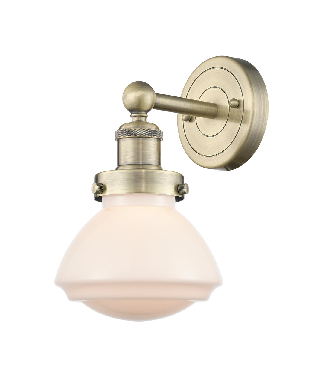 Innovations Lighting Olean 6.75" Sconce - Antique Brass Wall Sconces Innovations Lighting Matte White ; Glass Type: Frosted; Ribbed  