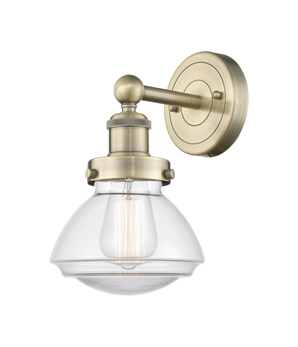 Innovations Lighting Olean 6.75" Sconce - Antique Brass Wall Sconces Innovations Lighting Clear ; Glass Type: Transparent; Ribbed  