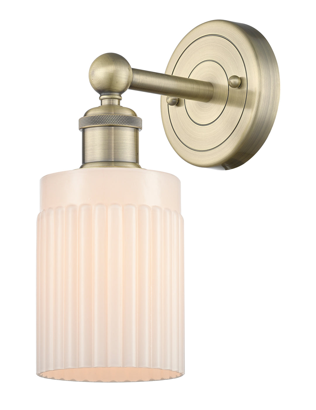 Innovations Lighting Hadley 5" Sconce - Antique Brass Wall Sconces Innovations Lighting Matte White ; Glass Type: White; Ribbed  