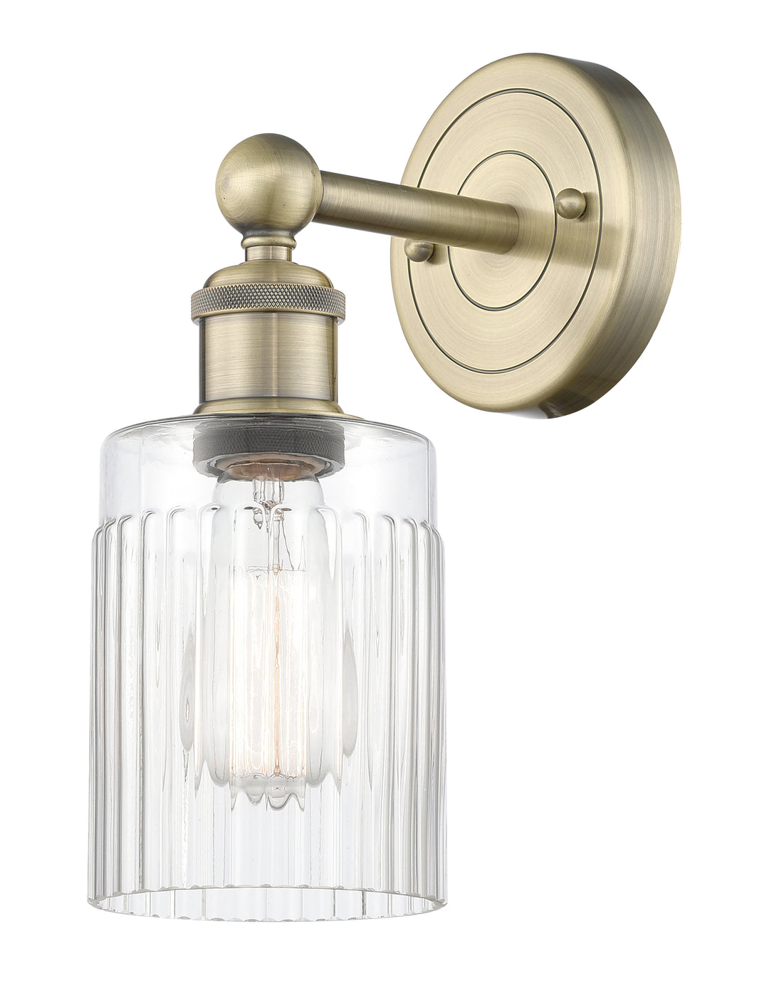 Innovations Lighting Hadley 5" Sconce - Antique Brass Wall Sconces Innovations Lighting Clear ; Glass Type: Clear; Ribbed  