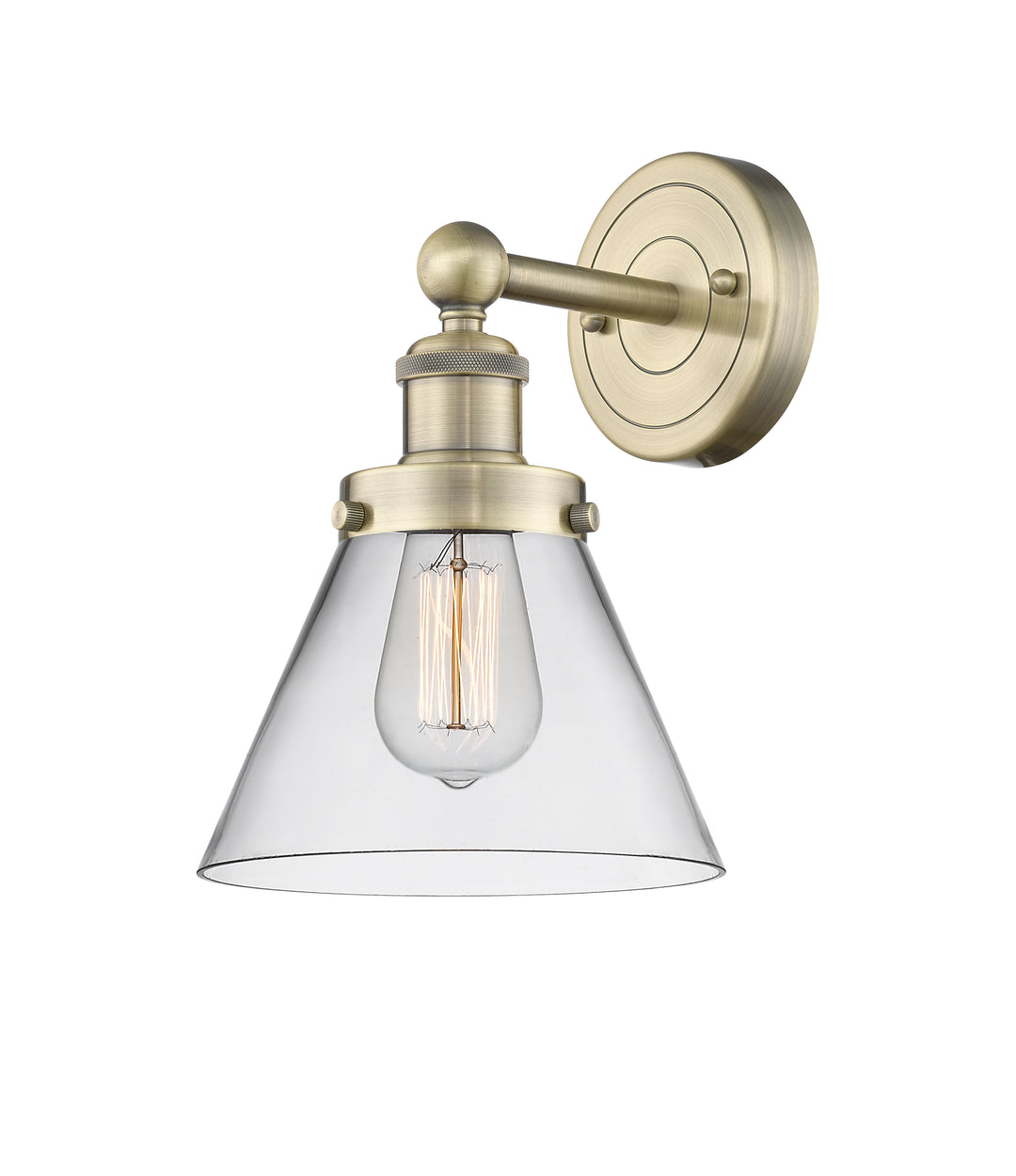 Innovations Lighting Cone 8" Sconce - Antique Brass Wall Sconces Innovations Lighting Clear ; Glass Type: Transparent  