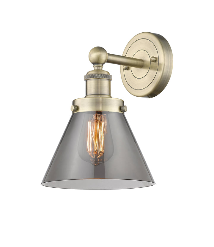 Innovations Lighting Cone 8" Sconce - Antique Brass Wall Sconces Innovations Lighting Light Smoke ; Glass Type: Colorful  