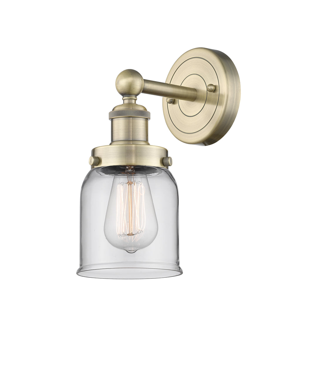 Innovations Lighting Bell 5" Sconce - Antique Brass Wall Sconces Innovations Lighting Clear ; Glass Type: Transparent; Ribbed  