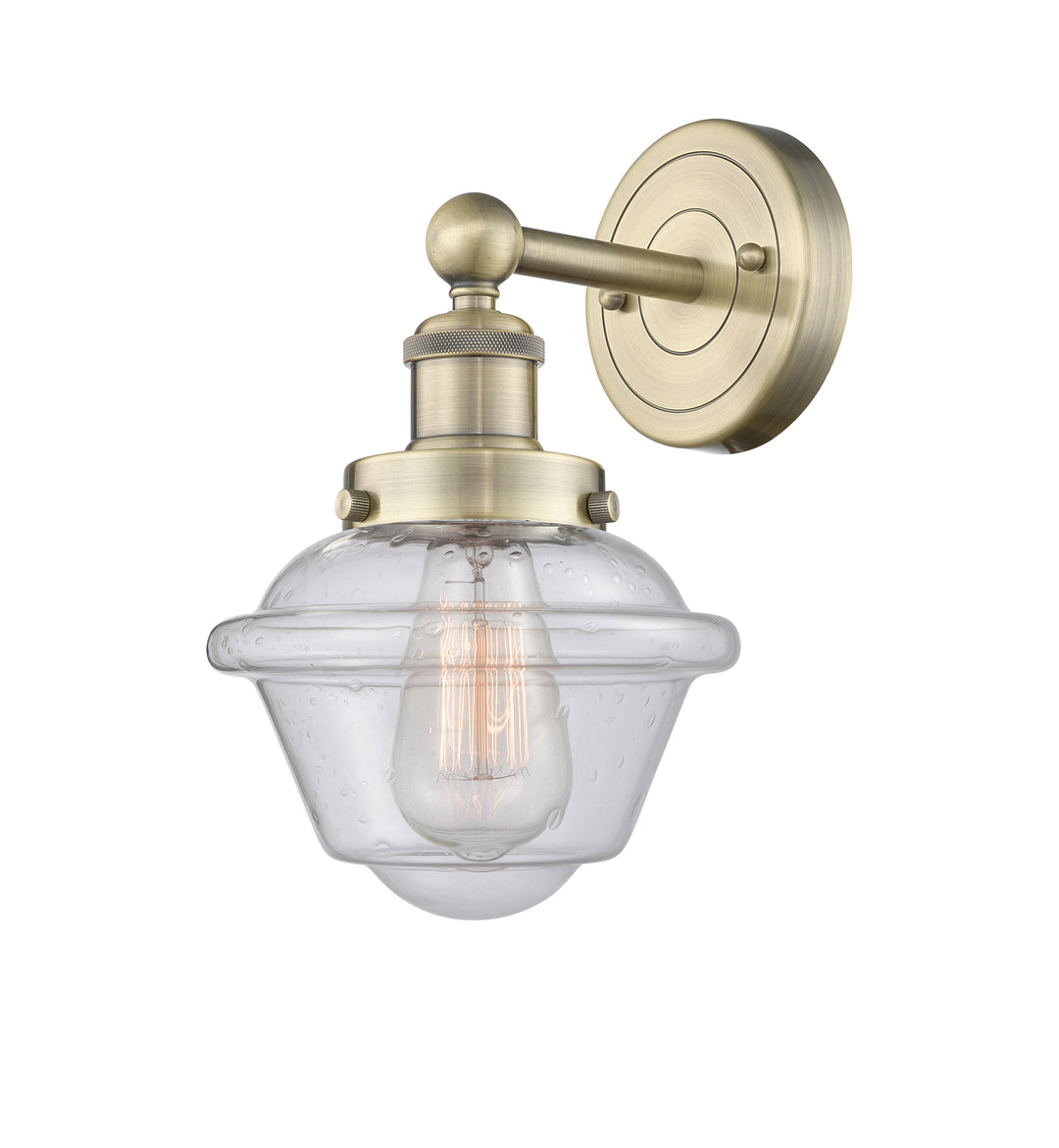 Innovations Lighting Oxford 7.5" Sconce - Antique Brass Wall Sconces Innovations Lighting Seedy ; Glass Type: Seedy; Ribbed  