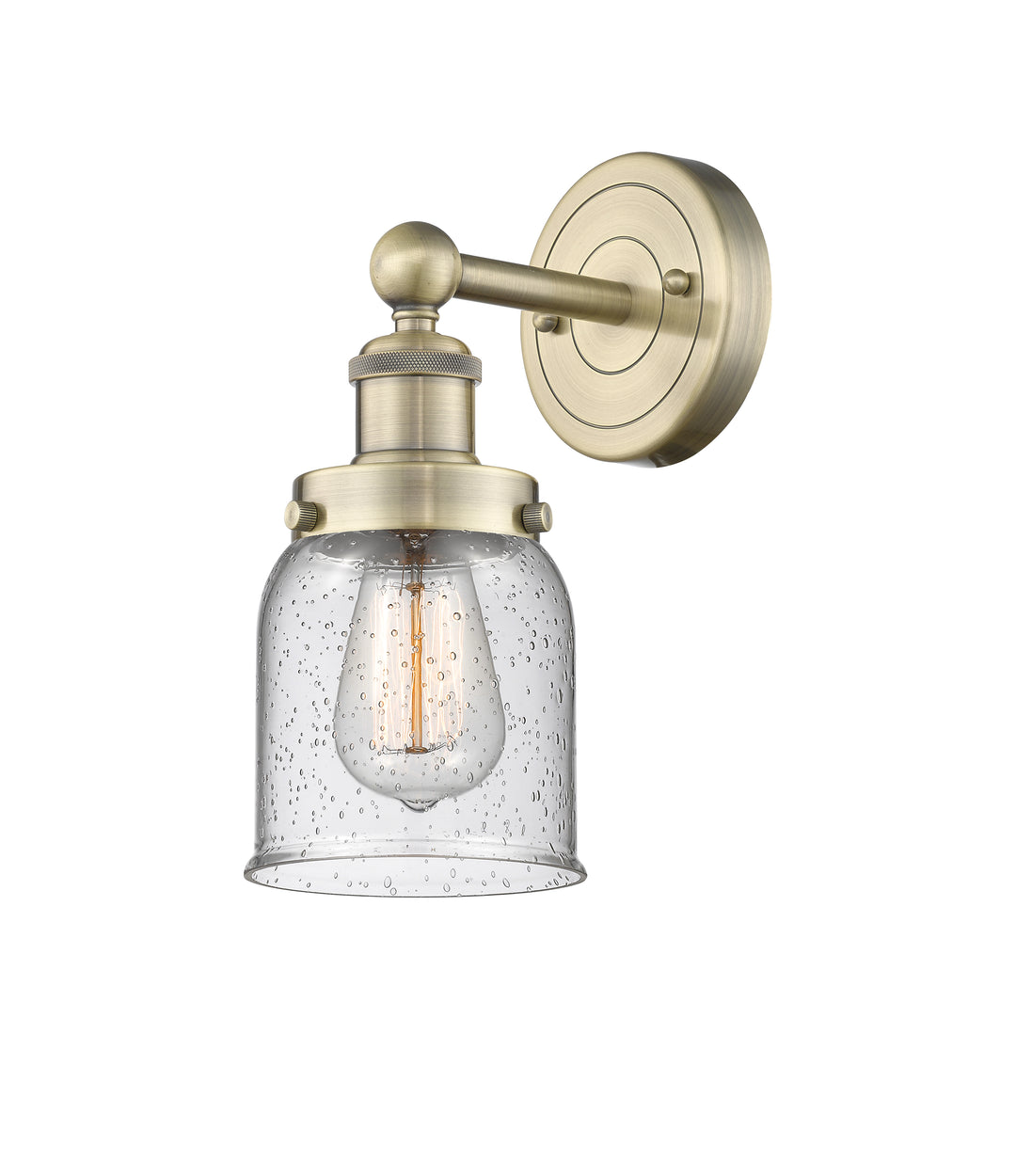 Innovations Lighting Bell 5" Sconce - Antique Brass Wall Sconces Innovations Lighting Seedy ; Glass Type: Seedy; Ribbed  