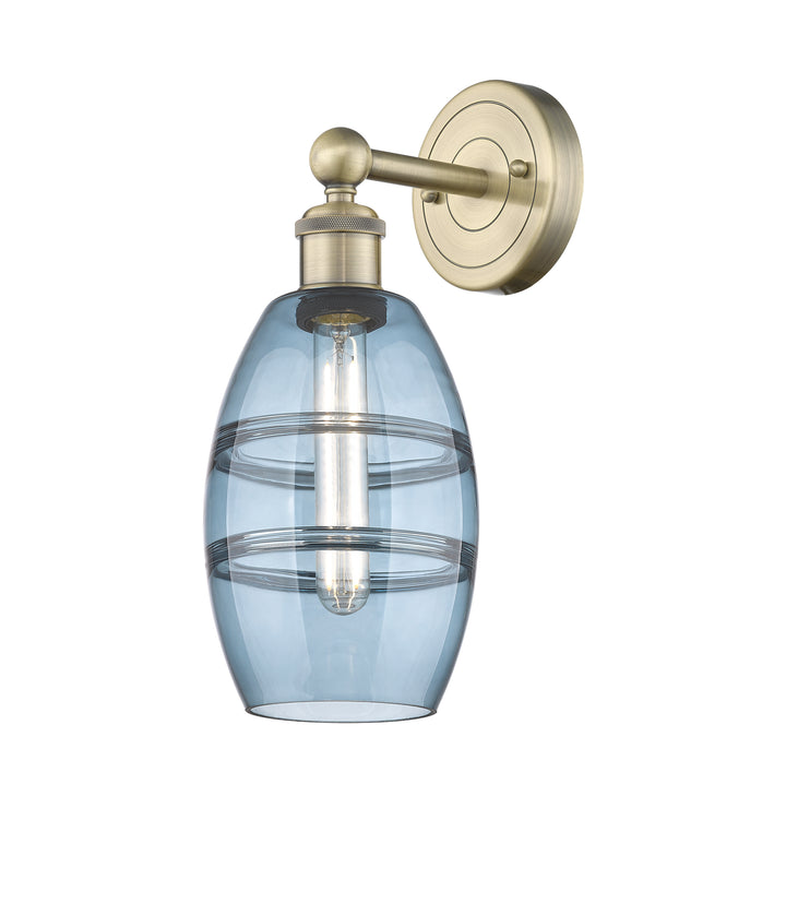 Innovations Lighting Vaz 6" Sconce - Antique Brass Wall Sconces Innovations Lighting Blue  ; Glass Type: Blue  