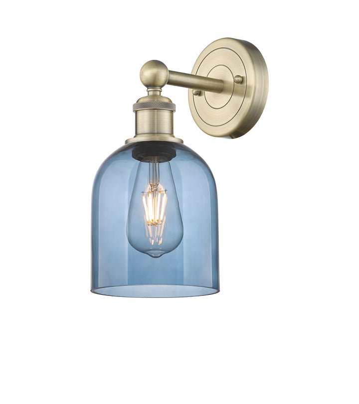 Innovations Lighting Bella 6" Sconce - Antique Brass Wall Sconces Innovations Lighting Blue  ; Glass Type: Blue  