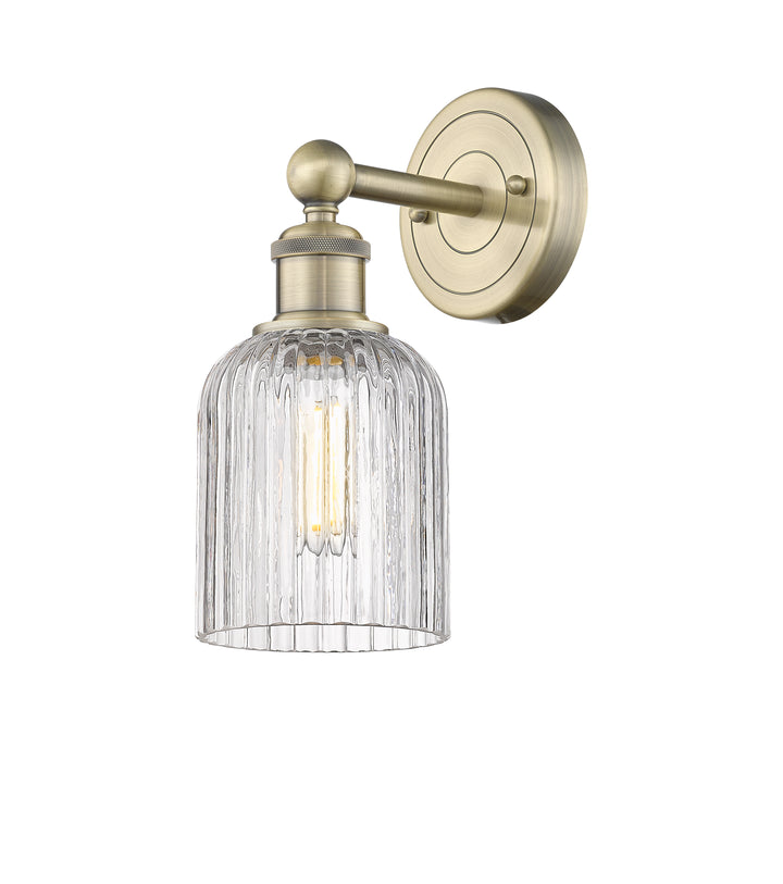 Innovations Lighting Bridal Veil 5" Sconce - Antique Brass Wall Sconces Innovations Lighting Clear ; Glass Type: Clear; Ribbed  