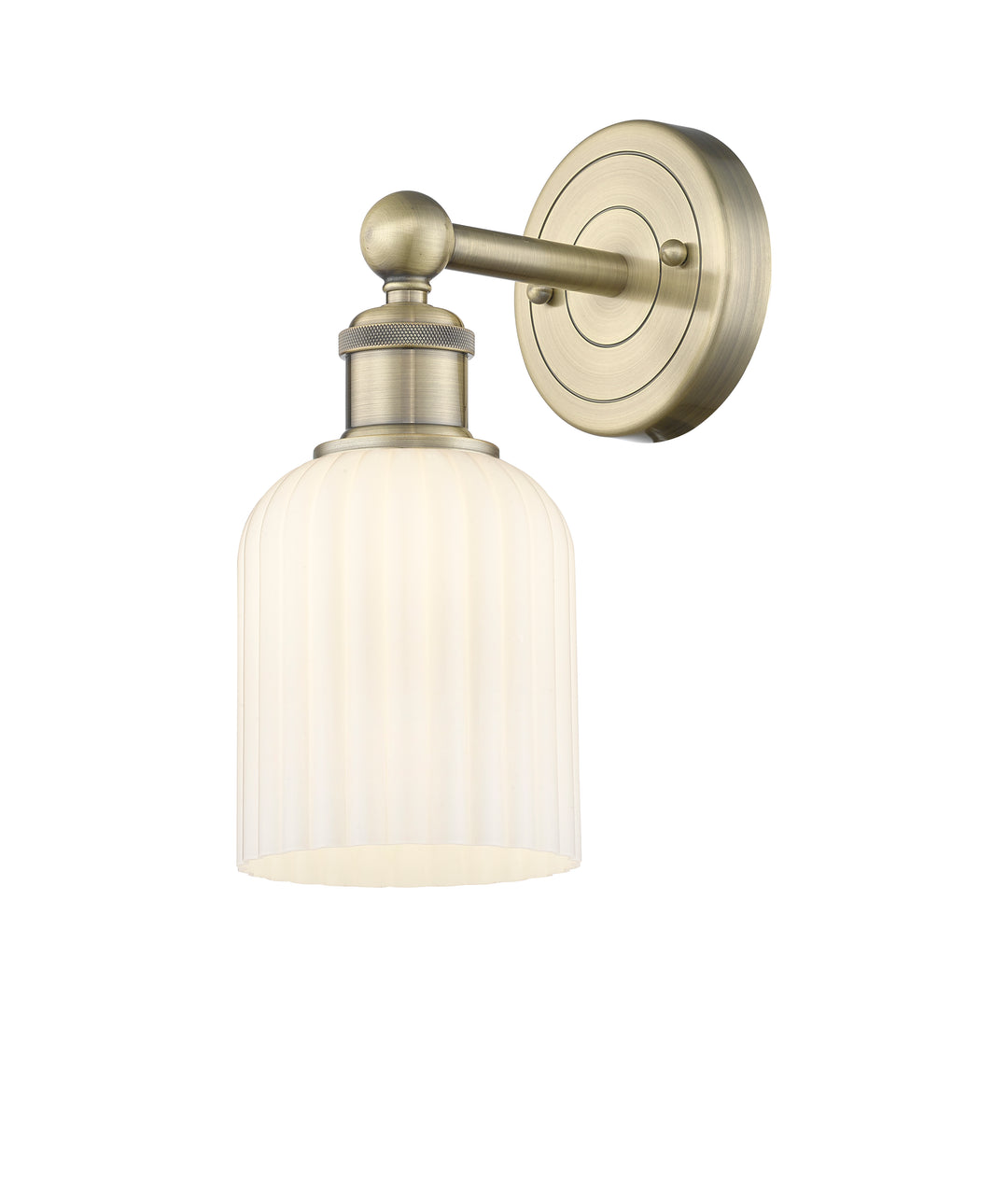 Innovations Lighting Bridal Veil 5" Sconce - Antique Brass Wall Sconces Innovations Lighting Gloss White ; Glass Type: Gloss White; Ribbed  