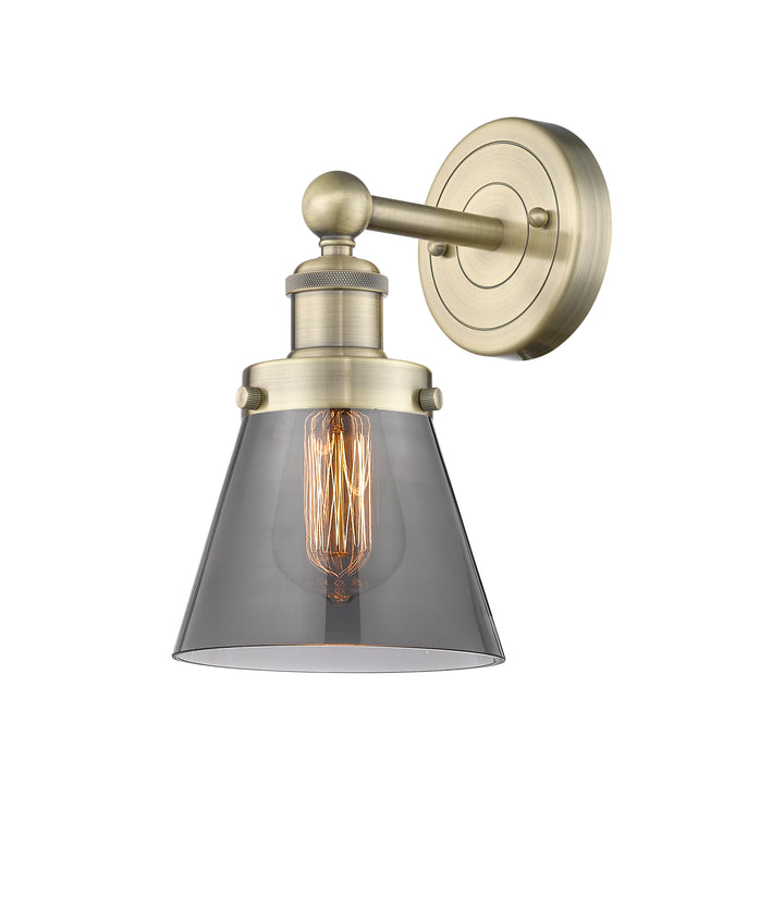 Innovations Lighting Cone 6" Sconce - Antique Brass Wall Sconces Innovations Lighting Light Smoke ; Glass Type: Colorful  