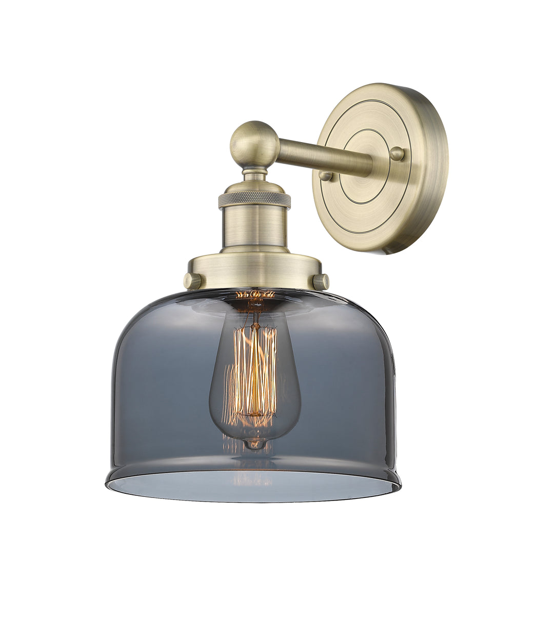 Innovations Lighting Bell 8" Sconce - Antique Brass Wall Sconces Innovations Lighting Light Smoke ; Glass Type: Colorful  