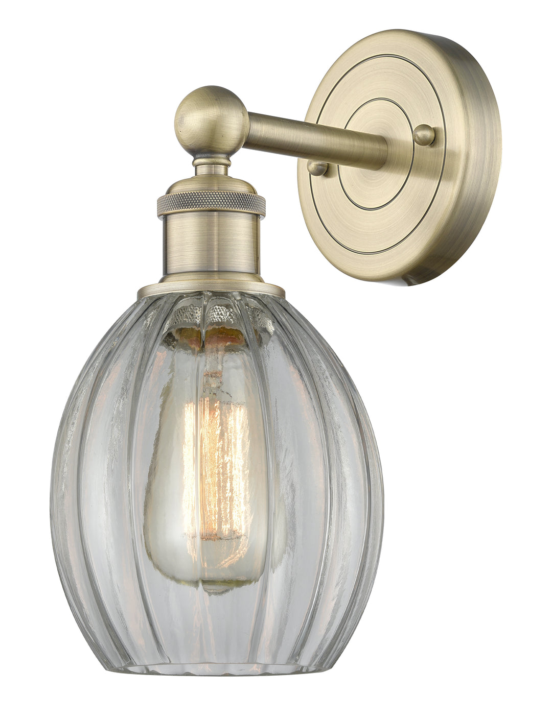 Innovations Lighting Eaton 5.5" Sconce - Antique Brass Wall Sconces Innovations Lighting Clear ; Glass Type: Transparent; Ribbed  